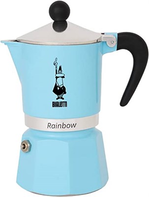 Гейзерная кофеварка на 6 чашек Rainbow Light Blue 270мл 5043 - фото 31106