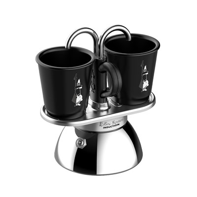 Набор гейзерная кофеварка Bialetti Mini Express Induction 7310 2tz Black + 2 чашки - фото 31529