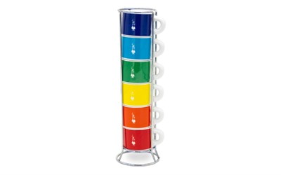 Набор из 6 чашек для эспрессо Bialetti Multicolor со стойкой TAZZ110 - фото 31547
