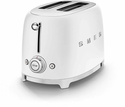 Тостер Smeg TSF01WHEU белый, стиль 50-х г. г, 2 ломтика, корпус из нержавеющей стали, 6 уровней поджаривания - фото 32669
