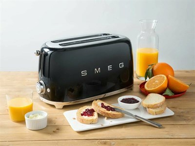 Тостер Smeg TSF02BLEU черный, стиль 50-х г. г, 4 ломтика, корпус из нержавеющей стали, 6 уровней поджаривания - фото 32670
