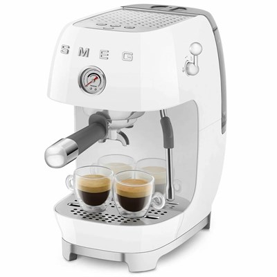 Кофеварка рожковая Smeg Macchina da Caffe Espresso Manuale 50's Style Bianco Lucido ECF03WHEU - фото 32708