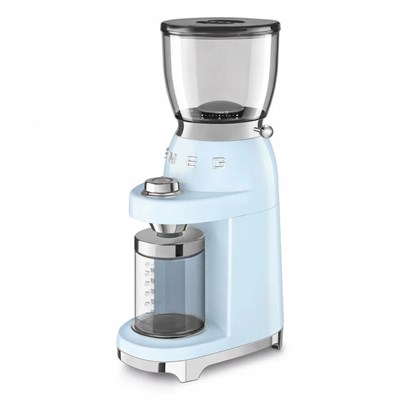 Кофемолка Smeg CGF11PBEU, пастельный голубой, 150 Вт, 30 степеней помола, Евровилка, многофункциональная, с коническими жерновами - фото 32811