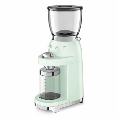 Кофемолка Smeg CGF11PGEU, пастельный зеленый, 150 Вт, 30 степеней помола, Евровилка, многофункциональная, с коническими жерновами - фото 32812