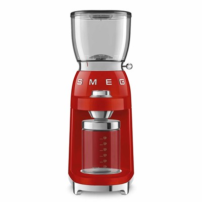 Кофемолка Smeg CGF11RDEU, красный, 150 Вт, 30 степеней помола, Евровилка, многофункциональная, с коническими жерновами - фото 32813