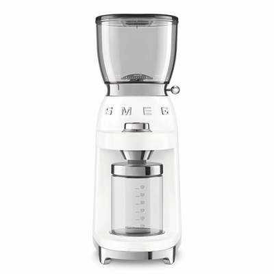 Кофемолка Smeg CGF11WHEU, белый, 150 Вт, 30 степеней помола, Евровилка, многофункциональная, с коническими жерновами - фото 32814