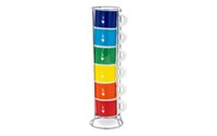 Набор из 6 чашек для эспрессо Bialetti Multicolor со стойкой TAZZ110