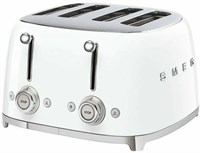 Тостер Smeg TSF03WHEU белый, 4 ломтика, корпус из нержавеющей стали, подогрев, размораживание, 6 уровней поджаривания