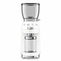 Кофемолка Smeg CGF11WHEU, белый, 150 Вт, 30 степеней помола, Евровилка, многофункциональная, с коническими жерновами