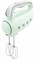Миксер ручной электрический SMEG HMF01PGEU / мощность 250 Вт / 9 скоростей вращения / пастельный зеленый